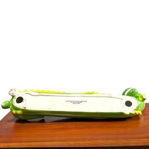 Rare 17"‎ Boston Warehouse Trading Ceramic Green Dragon Appetizer Boat Bowl 2003 - Picture 10 of 11